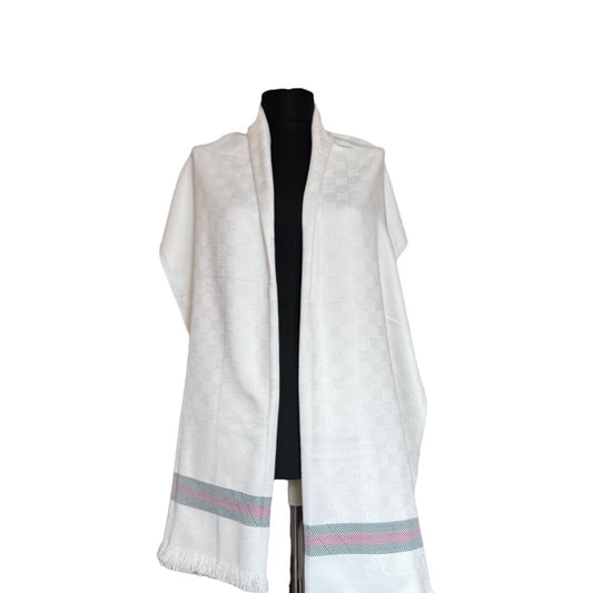 Cotton Shawl - White&White