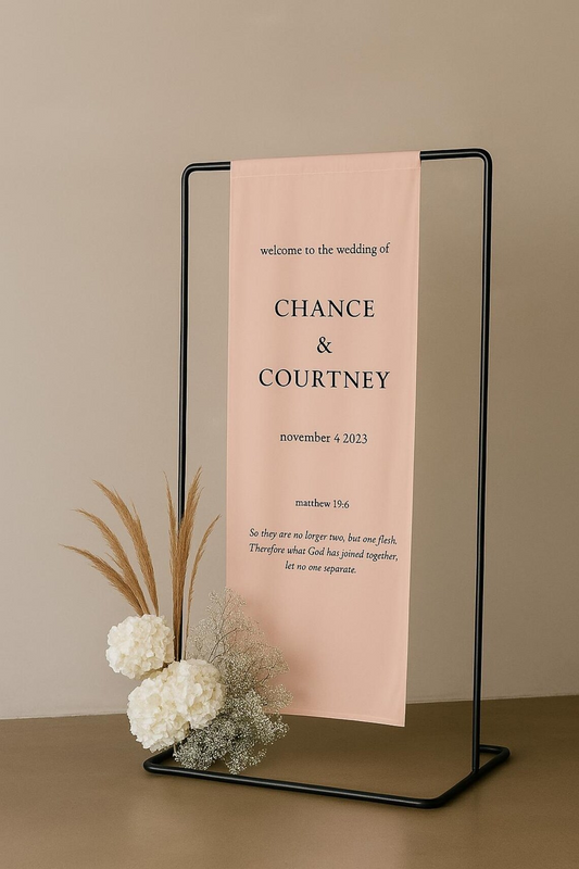 Modern Wedding Welcome Sign Personalized | Fabric & Linen Sign | Boho Wedding Decor | Custom Name Wedding Poster | Custom Wedding Banner Natural Design Shop
