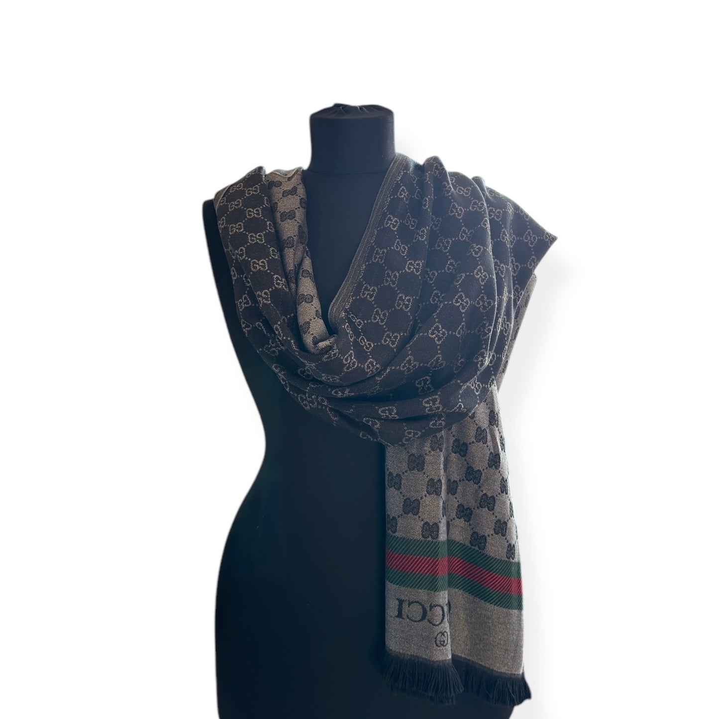 Cotton Shawl - Anthracite & Black