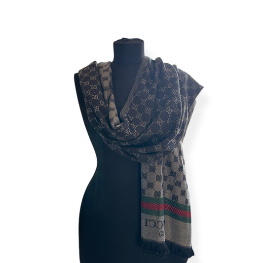 Cotton Shawl - Anthracite & Black