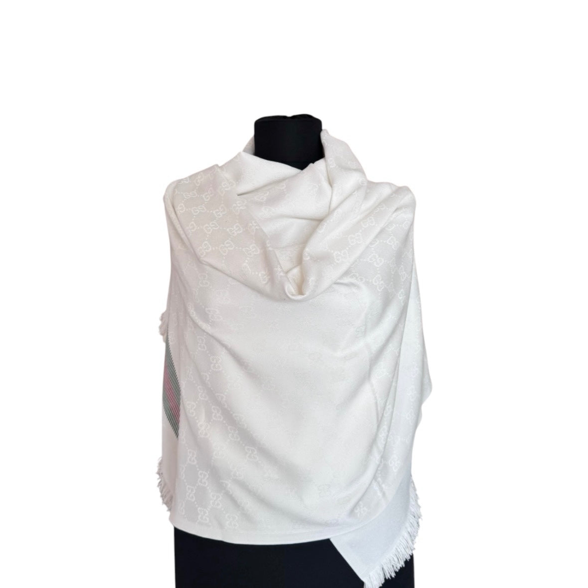 Cotton Shawl - White&White