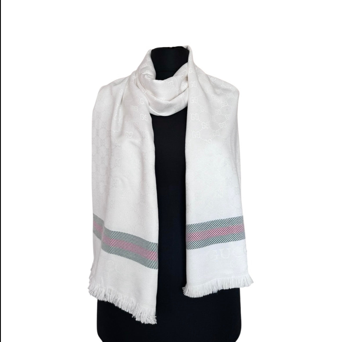 Cotton Shawl - White&White