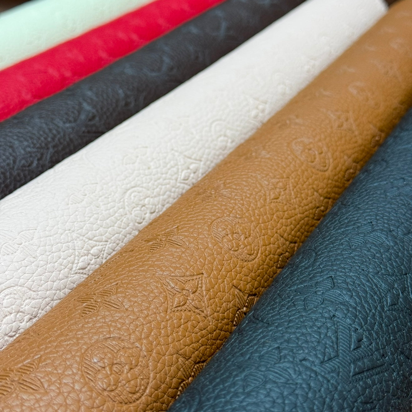 LV INWARD EMBOSSED LOGO LEATHER - 6 COLORS Natural Design Shop