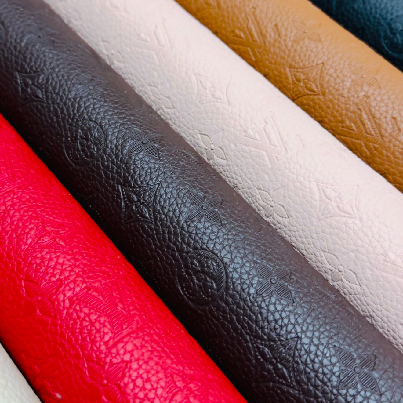 LV INWARD EMBOSSED LOGO LEATHER - 6 COLORS Natural Design Shop