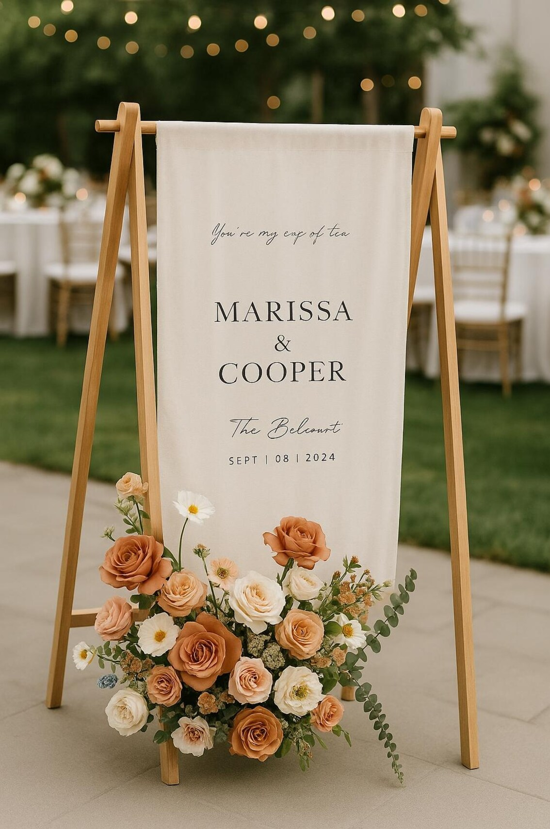 Fabric & Linen Sign | Boho Wedding Decor | Custom Name Wedding Poster | Custom Wedding Banner